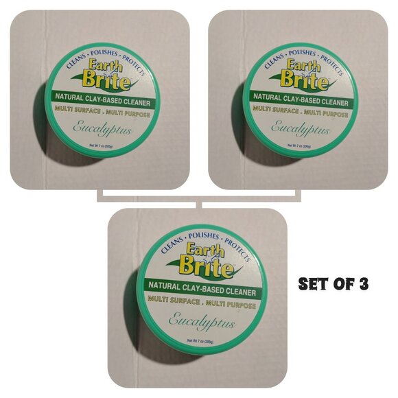 Earth Brite Natural Clay-Based Cleaner Eucalyptus 7 Oz-CLEANERS- SET OF 3-NEW - Picture 1 of 8